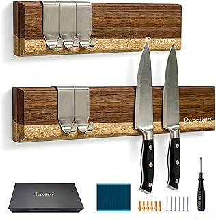 +10 Magnetic Knife Holder for Wall, Acacia Wood Knif...
