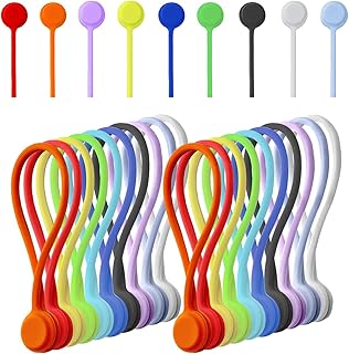 20 Pack Reusable Silicone Magnetic Cable Ties Twist ...