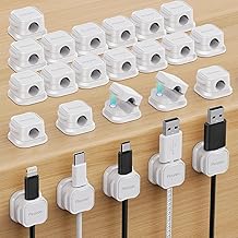 24 Pack Magnetic Cable Clip Organizer Cord Holder, P...