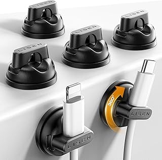 6-Pack Rotatable Cord Holder for Nightstand, LISEN 3...