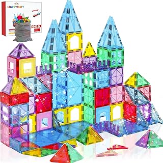 Antibacterial Magnetic Tiles 124PCS, STEM Toy for Ki...