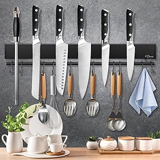 Dmore magnetic knife holder for wall—with 10 hooks, ...