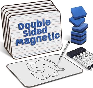 Dry Erase Boards 6 Pack, Double Sided Magnetic Small...