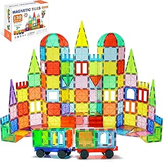 EchoPlan Magnetic Tiles, 130PCS Magnetic Blocks with...