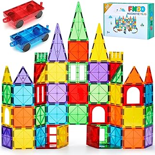 FNJO Magnetic Tiles, 100PCS Building Blocks, STEM Ma...