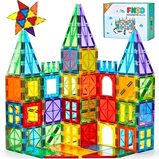 FNJO Magnetic Tiles, 110PCS Magnet Building Set, Mag...