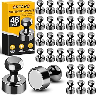Grtard 48 Pack Black Magnetic Push Pins, Fridge Magn...