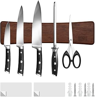 HOSHANHO Knife Magnetic Strip, Acacia Wood Powerful ...