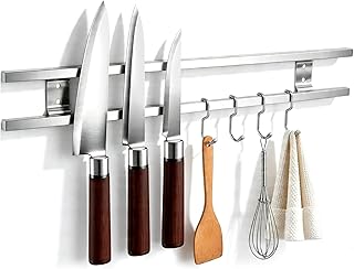 Inch Magnetic Knife Holder for Wall with 4 Hooks, No...