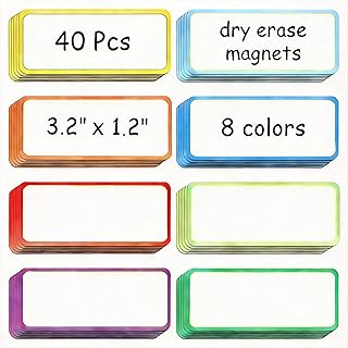 Leinuosen 40 Pcs Magnetic Dry Erase Labels Name Plat...