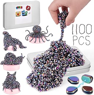 LovesTown 1100PCS Ferrite Putty Stones, Fidget Magnetic Beads Desk Toys for Men