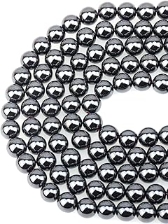 LPBeads 100PCS 8mm Natural Hematite Beads Gemstone Round Loose Beads for Jewelry