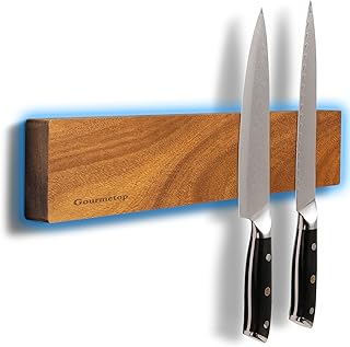 Magnetic Knife Holder for Wall, 12” Acacia Wood Magn...