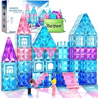 Magnetic Tiles 102pcs with 2 Stairs 2 Dolls Princess...