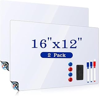 Magnetic Whiteboard for Refrigerator 2 Pack, 16x12 I...