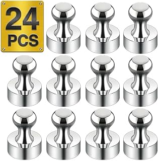 Metallic Magnets, Refrigerator Magnets, 24 Pack Silver Magnetic Push Pins,