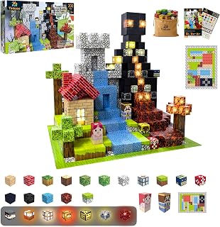 PCS Magnetic Building Blocks Set with 15 LED Light-U...