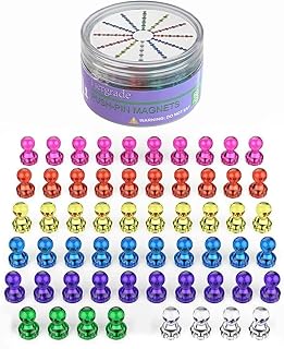 Push Pin Magnets - 58 Pack 7 Assorted Color Strong, ...
