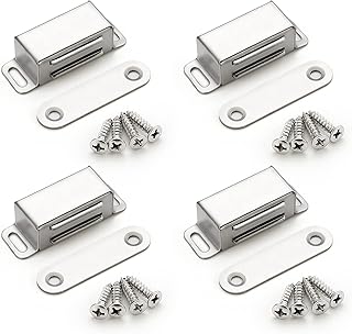 Ravinte 4 Pack Silver Magnetic Door Catch, Brushed S...