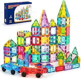 Ryoichi 138PCS Magnetic Tiles Set with 2 Cars, STEM ...