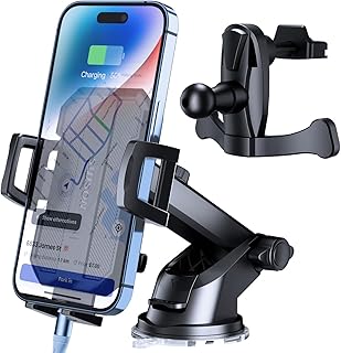 SUUSON Upgraded 3-in-1 Car Phone Holder Mount [Power...