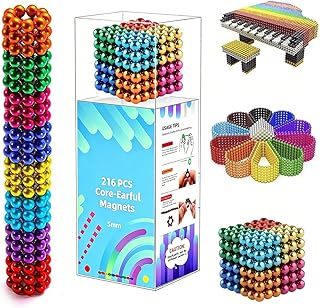 Upgraded Rainbow Magnetic Fidget Balls 216PCS-5MM, Adult Fidget Building Se