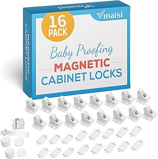 Vmaisi 16 Pack Child Safety Magnetic Cabinet Locks -...