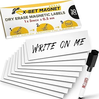 X-bet MAGNET Dry Erase Magnetic Labels 30 pcs 1x3 - ...